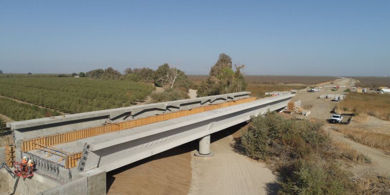 A bridge that is going over the water.